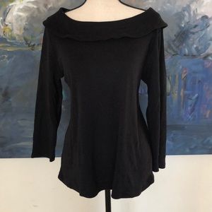 Rafaella boat neck long sleeve shirt black